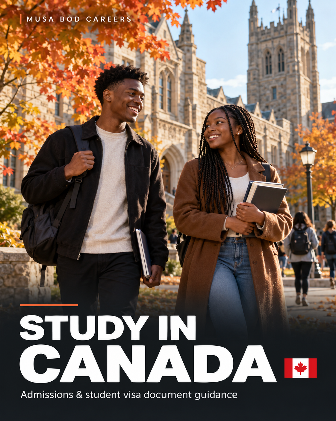 Study in Canada — Musa Bod Careers education flyer