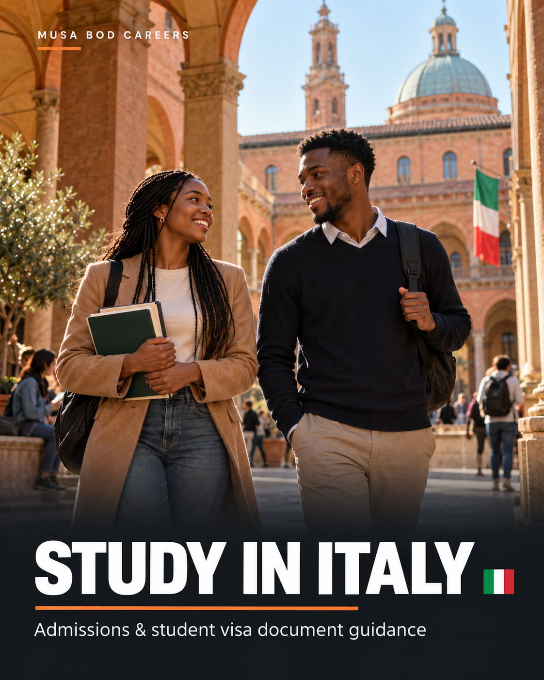 Study in Italy — Musa Bod Careers education flyer