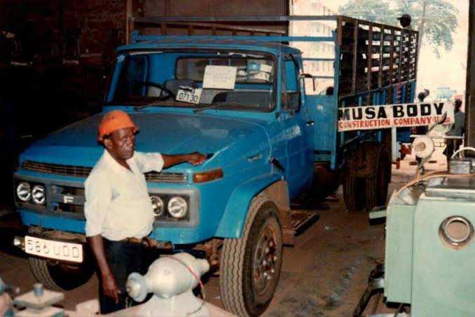 Historical photograph of a truck at Musa Body Construction Company